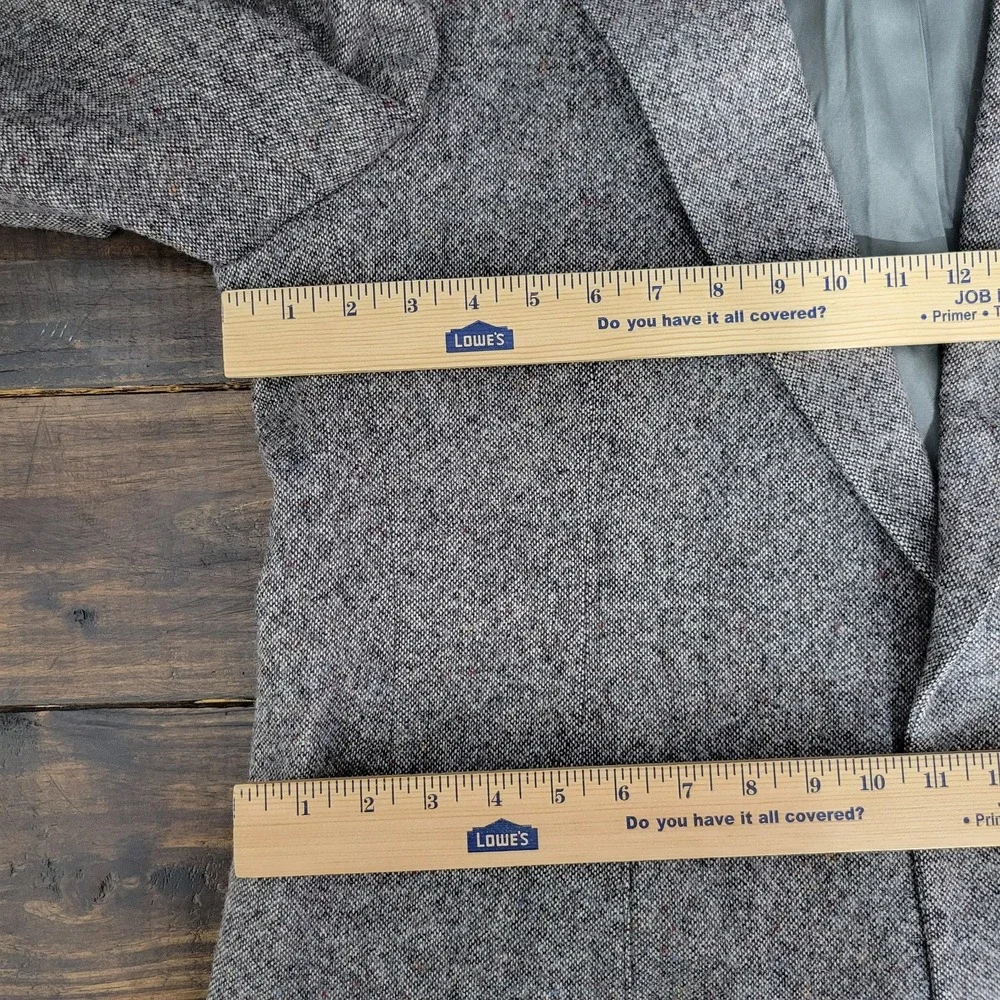 Gallery Haggar Men's Tweed Sport Coat Blazer‎ Two Button Gray Wool Size 46L